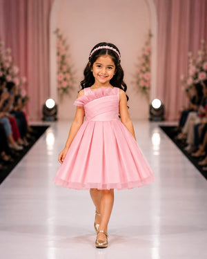 Charlotte Pleated Pearl Dress — Pink