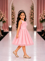 Charlotte Pleated Pearl Dress — Pink