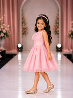 Charlotte Pleated Pearl Dress — Pink