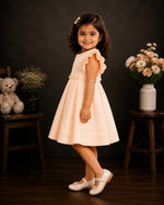 Meadow Pleated Waist Bow Dress — Orange