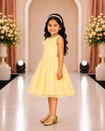 Charlotte Pleated Pearl Dress — Yellow