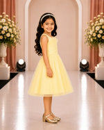Charlotte Pleated Pearl Dress — Yellow