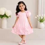 Daisy Floral Pleated Dress — Beige