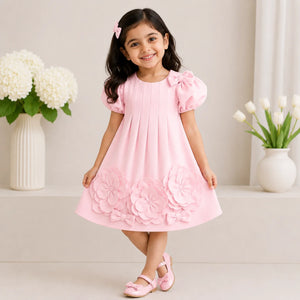 Daisy Floral Pleated Dress — Pink