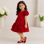 Daisy Floral Pleated Dress — Red