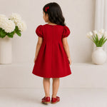 Daisy Floral Pleated Dress — Red