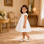 Hazel Pintuck Front Dress — Beige