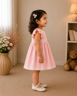 Pearl Lace Trim Dress — Pink