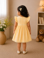 Pearl Lace Trim Dress — Yellow