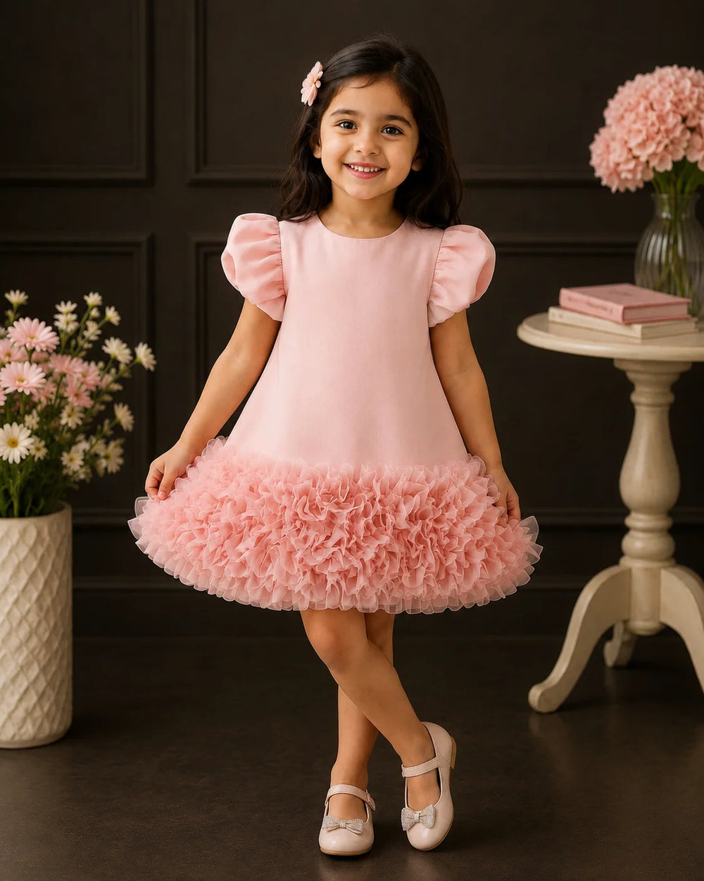 Thea Ruffle Skirt Dress — Pink